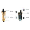 AFRISO Odpowietrznik automatyczny pionowy PrimoVent G3/8" z Aquastop i zaworem stopowym R1/2" 7773510